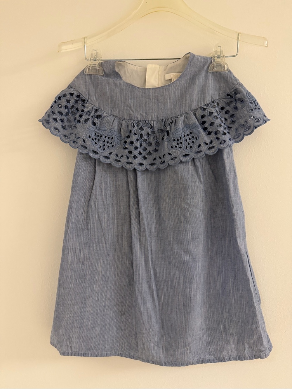 Chloe Blue Eyelet Cotton Blend Dress
